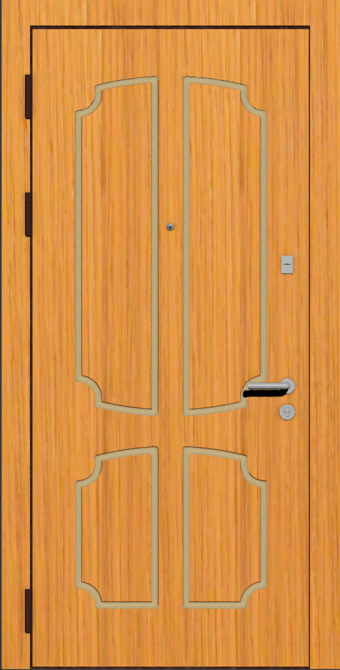 Железная входная дверь с покрытием шпон дуб рыжий E9